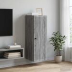vidaXL Nástenná skrinka Sivý Sonoma 33 x 34,5 x 90 cm Kompozitné drevo – Obrázok 9