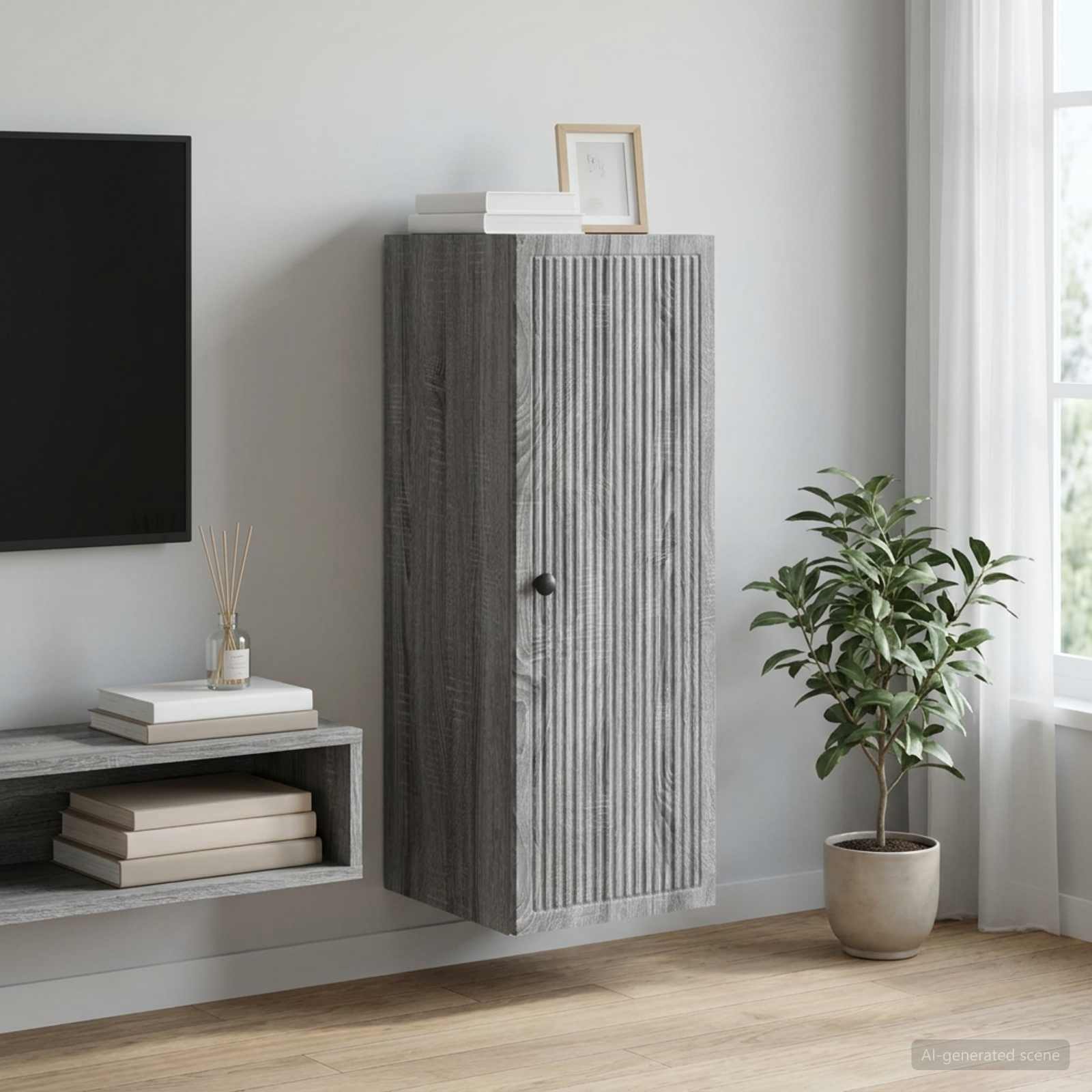 897911_1.jpg vidaXL Nástenná skrinka Sivý Sonoma 33 x 34,5 x 90 cm Kompozitné drevo – Obrázok 1