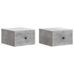 vidaXL Nástenná nočná skrinka 2 pcs Betónovo sivá 33 x 34,5 x 20 cm
