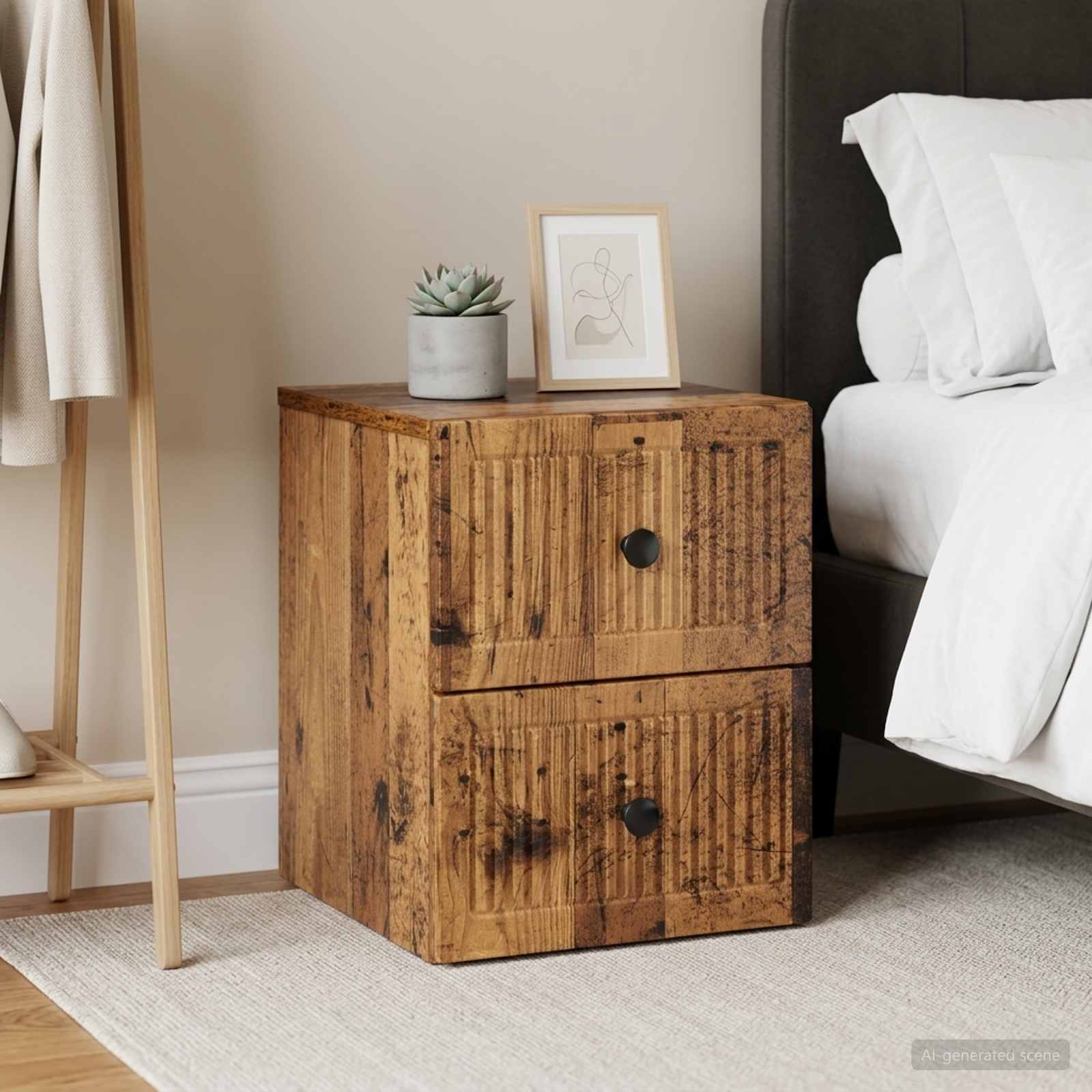 897972_1.jpg vidaXL Nástenná nočná skrinka 2 pcs Staré drevo 33 x 34,5 x 40 cm – Obrázok 1