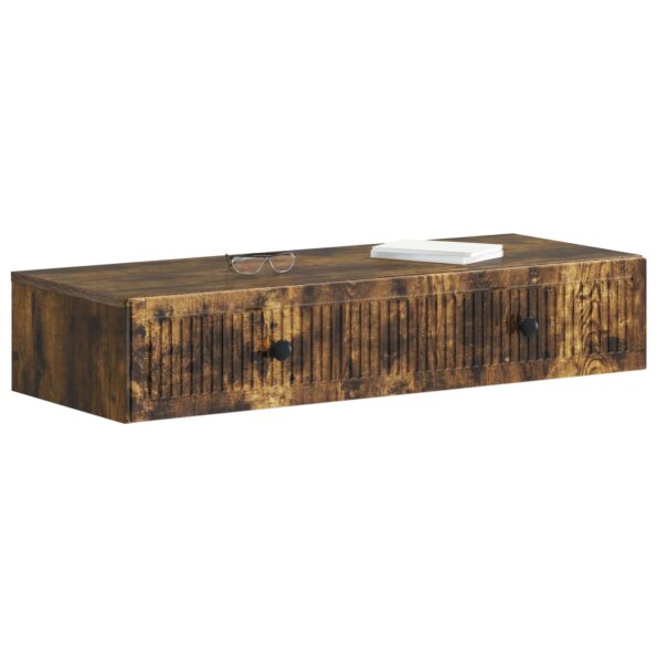 vidaXL Nástenný bočný stôl Dymový dub 87,5 x 34,5 x 17 cm – Obrázok 2