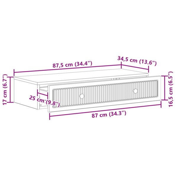 vidaXL Nástenný bočný stôl Dymový dub 87,5 x 34,5 x 17 cm – Obrázok 8