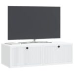 vidaXL Nástenná TV skrinka Biela 98 x 41 x 30 cm Kompozitné drevo – Obrázok 3