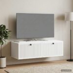 vidaXL Nástenná TV skrinka Biela 98 x 41 x 30 cm Kompozitné drevo – Obrázok 4