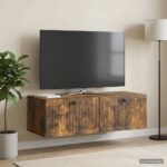 vidaXL Nástenná TV skrinka Dymový dub 98 x 41 x 30 cm Kompozitné drevo – Obrázok 4