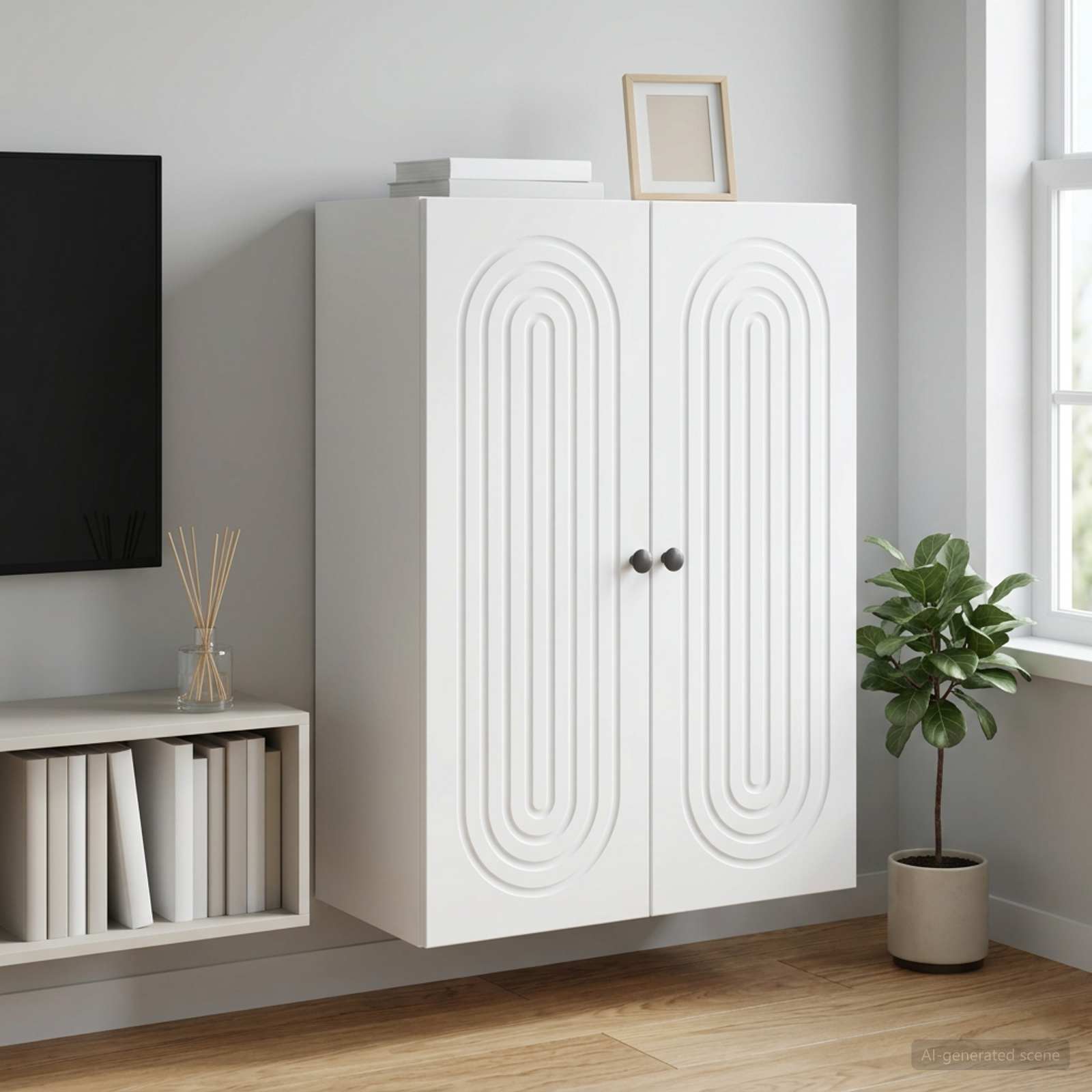 898055_1.jpg vidaXL Nástenná skrinka Biela 66 x 34,5 x 90 cm Kompozitné drevo – Obrázok 1