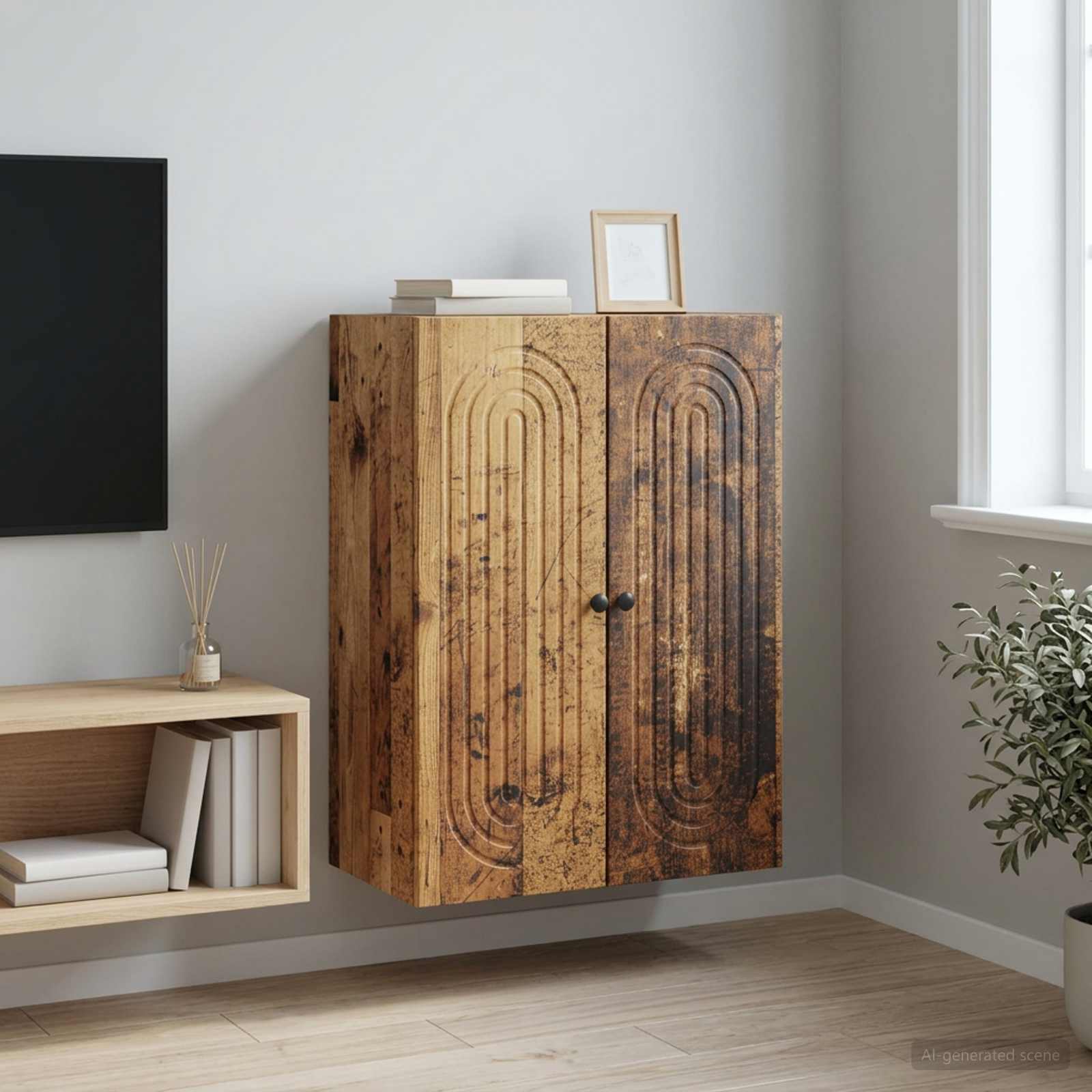 898063_1.jpg vidaXL Nástenná skrinka Staré drevo 66 x 34,5 x 90 cm Kompozitné drevo – Obrázok 1
