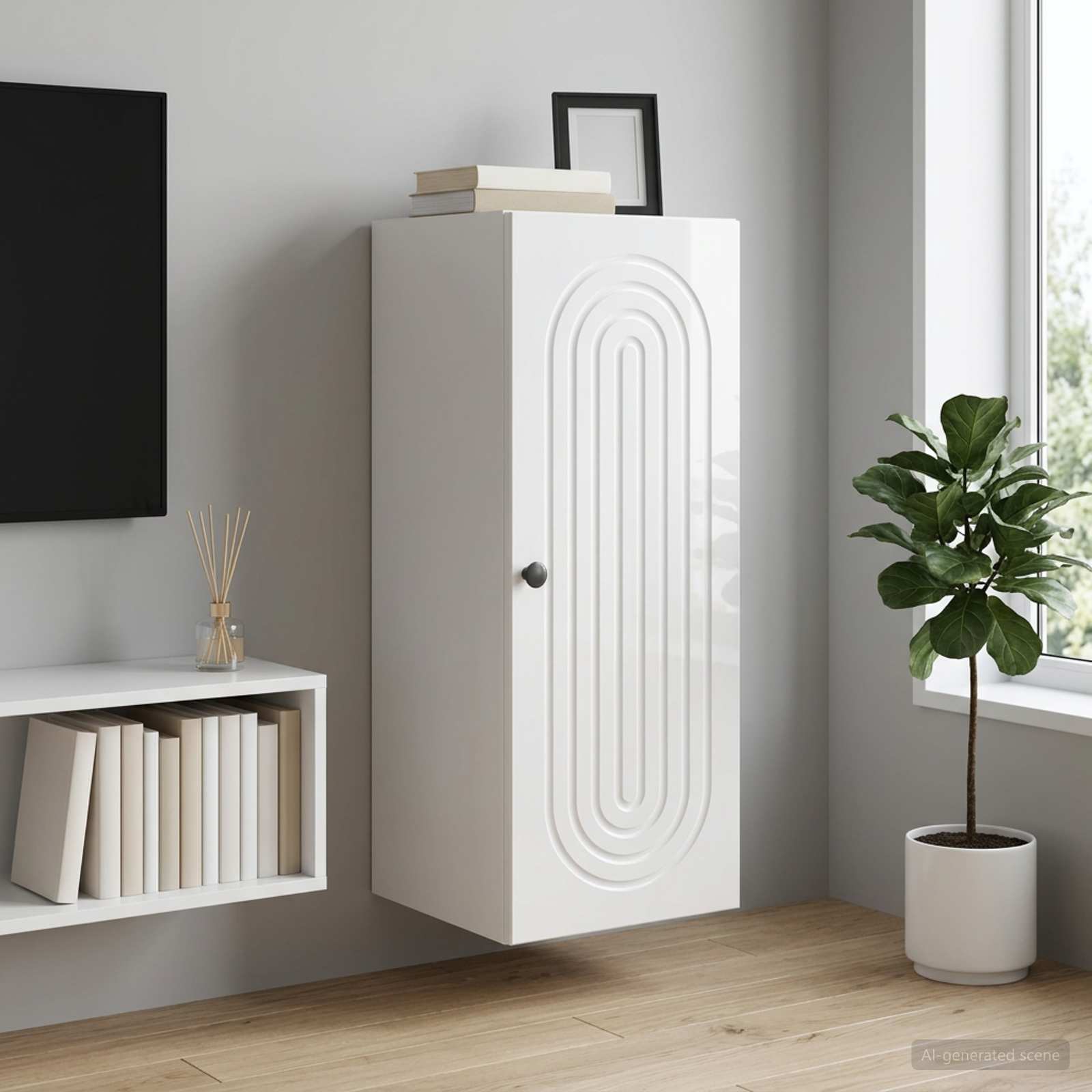 898079_1.jpg vidaXL Nástenná skrinka Biela s vysokým leskom 33 x 34,5 x 90 cm – Obrázok 1