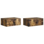 vidaXL Nástenná nočná skrinka 2 pcs Dymový dub 49 x 34,5 x 20 cm