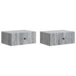 vidaXL Nástenná nočná skrinka 2 pcs Sivá sonoma 49 x 34,5 x 20 cm