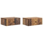 vidaXL Nástenná nočná skrinka 2 pcs Staré drevo 49 x 34,5 x 20 cm