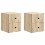 vidaXL Nástenná nočná skrinka 2 pcs Dub sonoma 33 x 34,5 x 40 cm