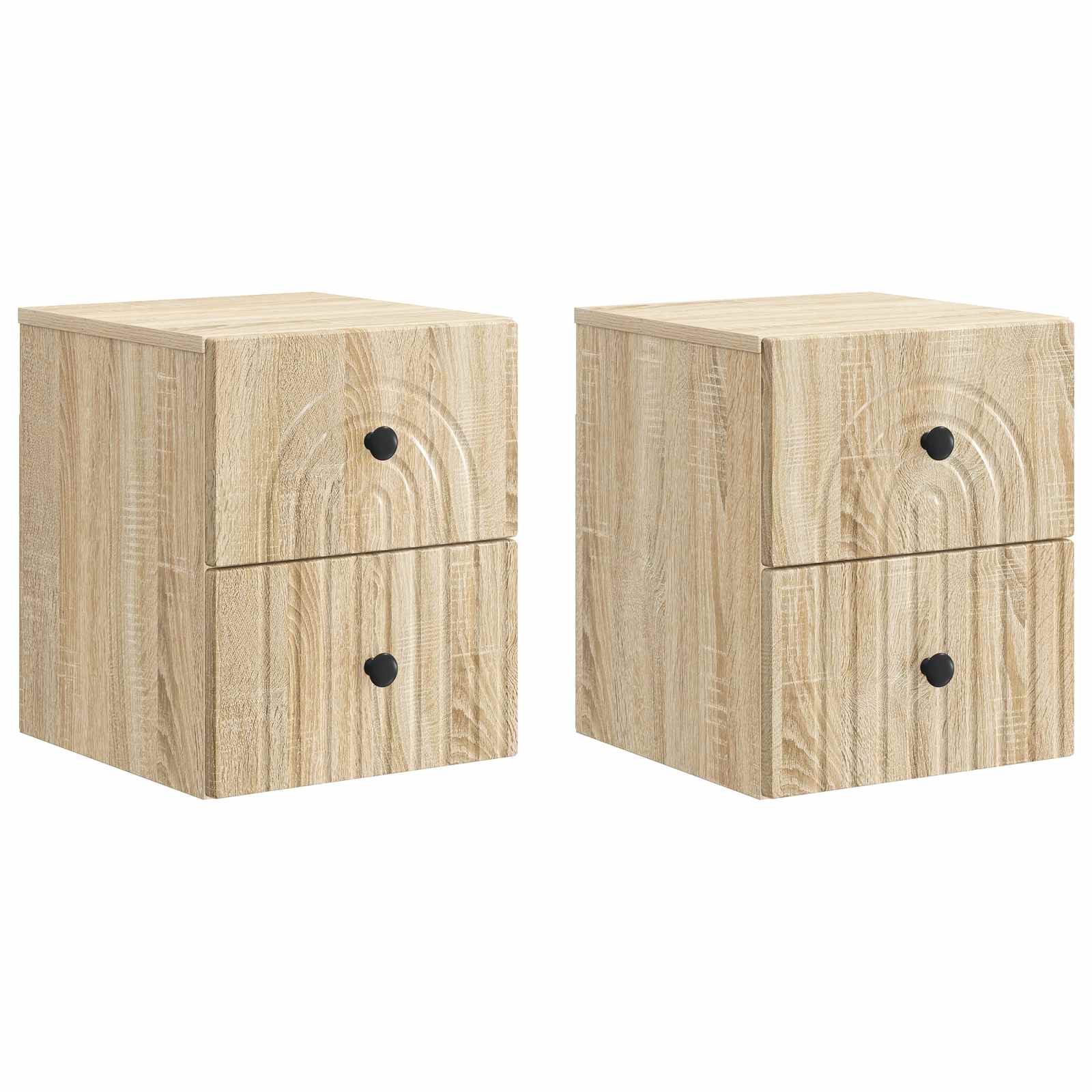 898130_1.jpg vidaXL Nástenná nočná skrinka 2 pcs Dub sonoma 33 x 34,5 x 40 cm – Obrázok 1