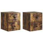 vidaXL Nástenná nočná skrinka 2 pcs Dymový dub 33 x 34,5 x 40 cm