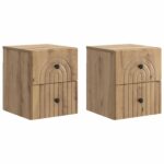 vidaXL Nástenná nočná skrinka 2 pcs Dub artisan 33 x 34,5 x 40 cm