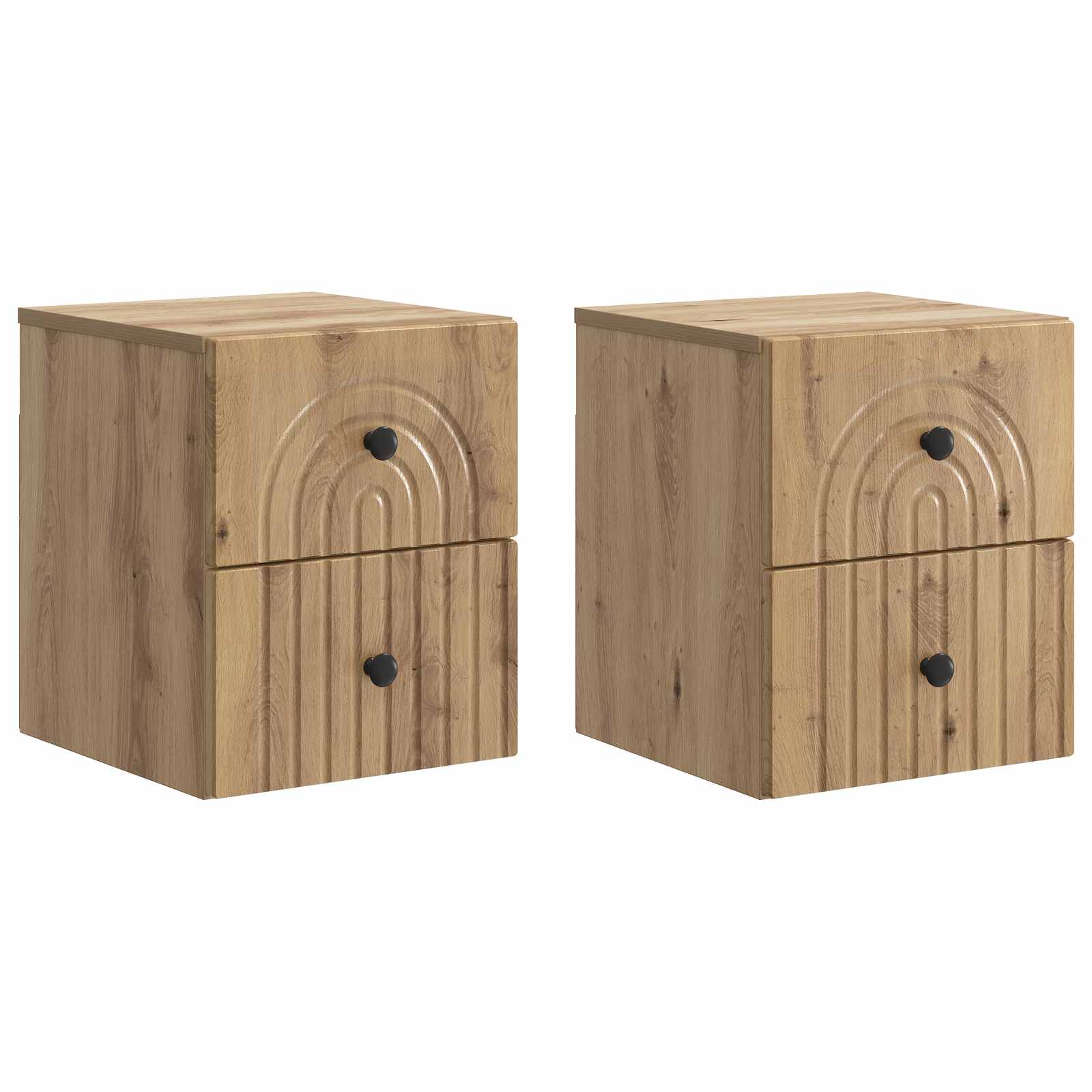 898144_1.jpg vidaXL Nástenná nočná skrinka 2 pcs Dub artisan 33 x 34,5 x 40 cm – Obrázok 1