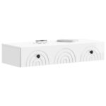 vidaXL Nástenný bočný stôl Biela s vysokým leskom 87,5 x 34,5 x 17 cm – Obrázok 2