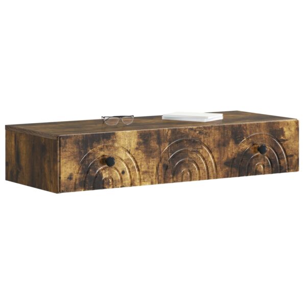 vidaXL Nástenný bočný stôl Dymový dub 87,5 x 34,5 x 17 cm – Obrázok 2
