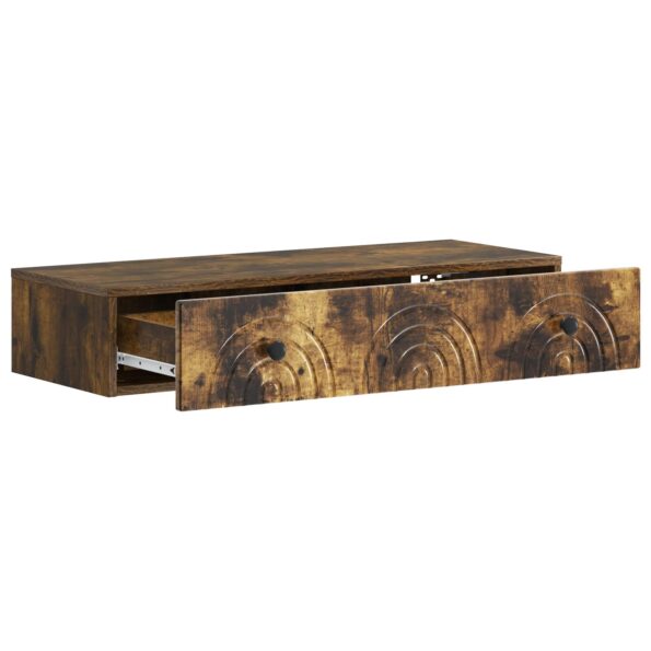 vidaXL Nástenný bočný stôl Dymový dub 87,5 x 34,5 x 17 cm – Obrázok 3