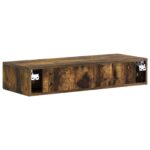 vidaXL Nástenný bočný stôl Dymový dub 87,5 x 34,5 x 17 cm – Obrázok 6