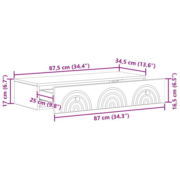 vidaXL Nástenný bočný stôl Dymový dub 87,5 x 34,5 x 17 cm – Obrázok 8