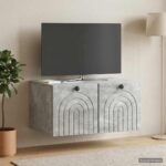 vidaXL Nástenná TV skrinka Nástenný Betónovo sivá 59,5 x 41 x 30 cm – Obrázok 4