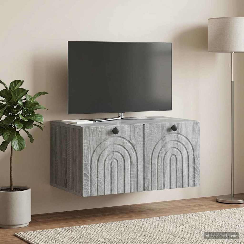 898171_1.jpg vidaXL Nástenná TV skrinka Nástenný Sivá sonoma 59,5 x 41 x 30 cm – Obrázok 1