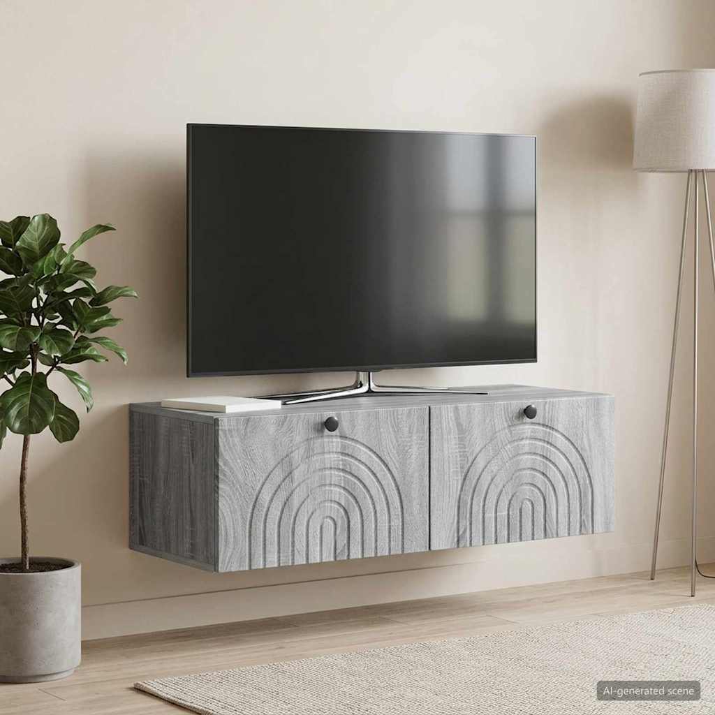 898191_1.jpg vidaXL Nástenná TV skrinka Nástenný Sivá sonoma 99 x 41 x 30 cm – Obrázok 1