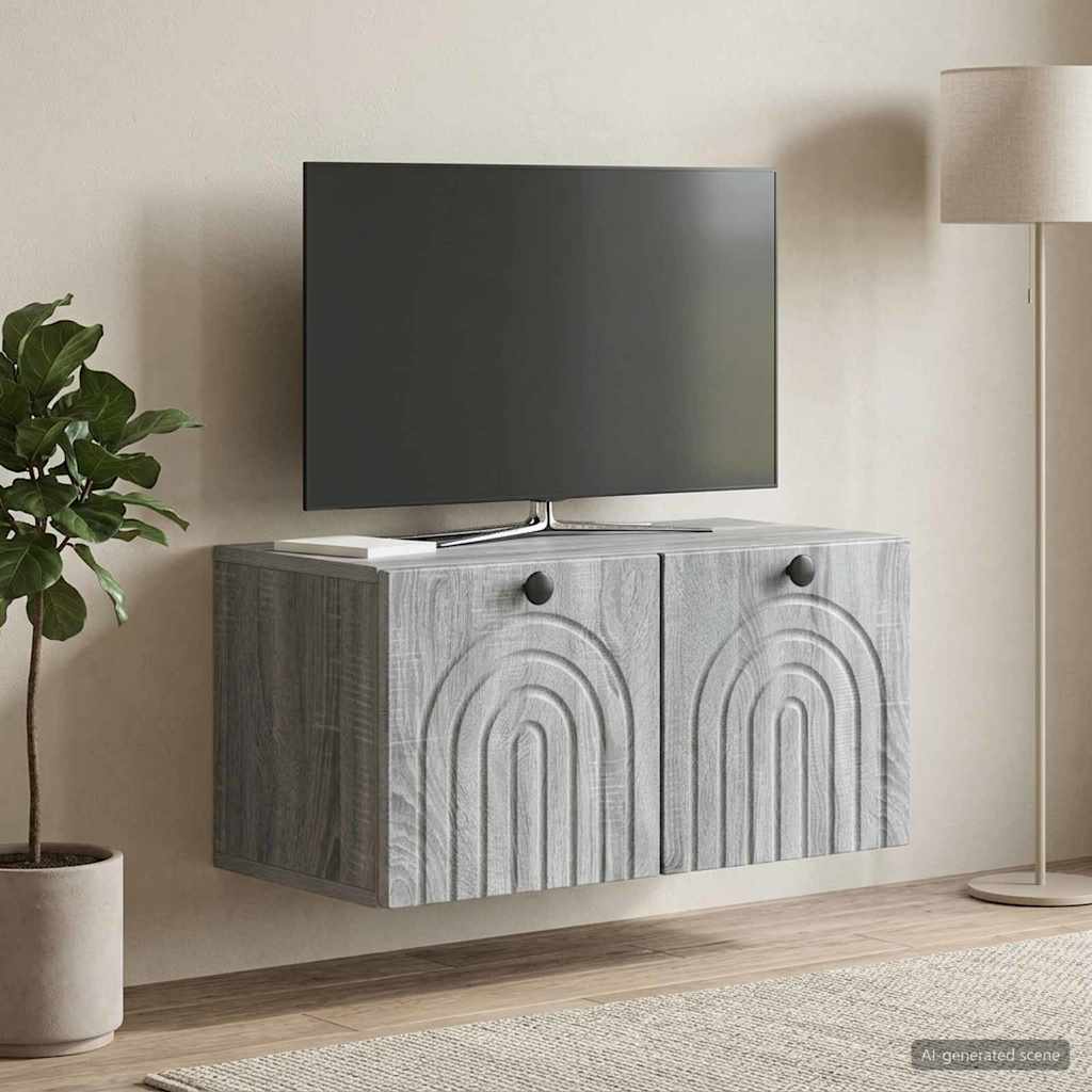 898201_1.jpg vidaXL Nástenná TV skrinka Nástenný Sivá sonoma 59,5 x 31 x 30 cm – Obrázok 1