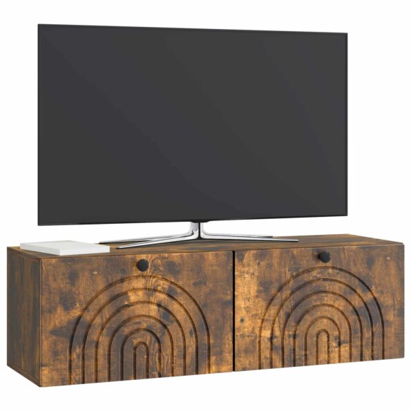 vidaXL Nástenná TV skrinka Dymový dub 98 x 31 x 30 cm Kompozitné drevo – Obrázok 3