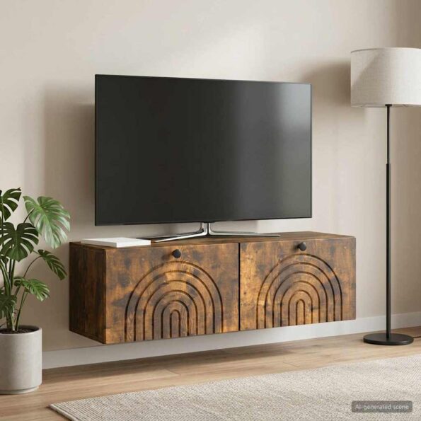 vidaXL Nástenná TV skrinka Dymový dub 98 x 31 x 30 cm Kompozitné drevo – Obrázok 4