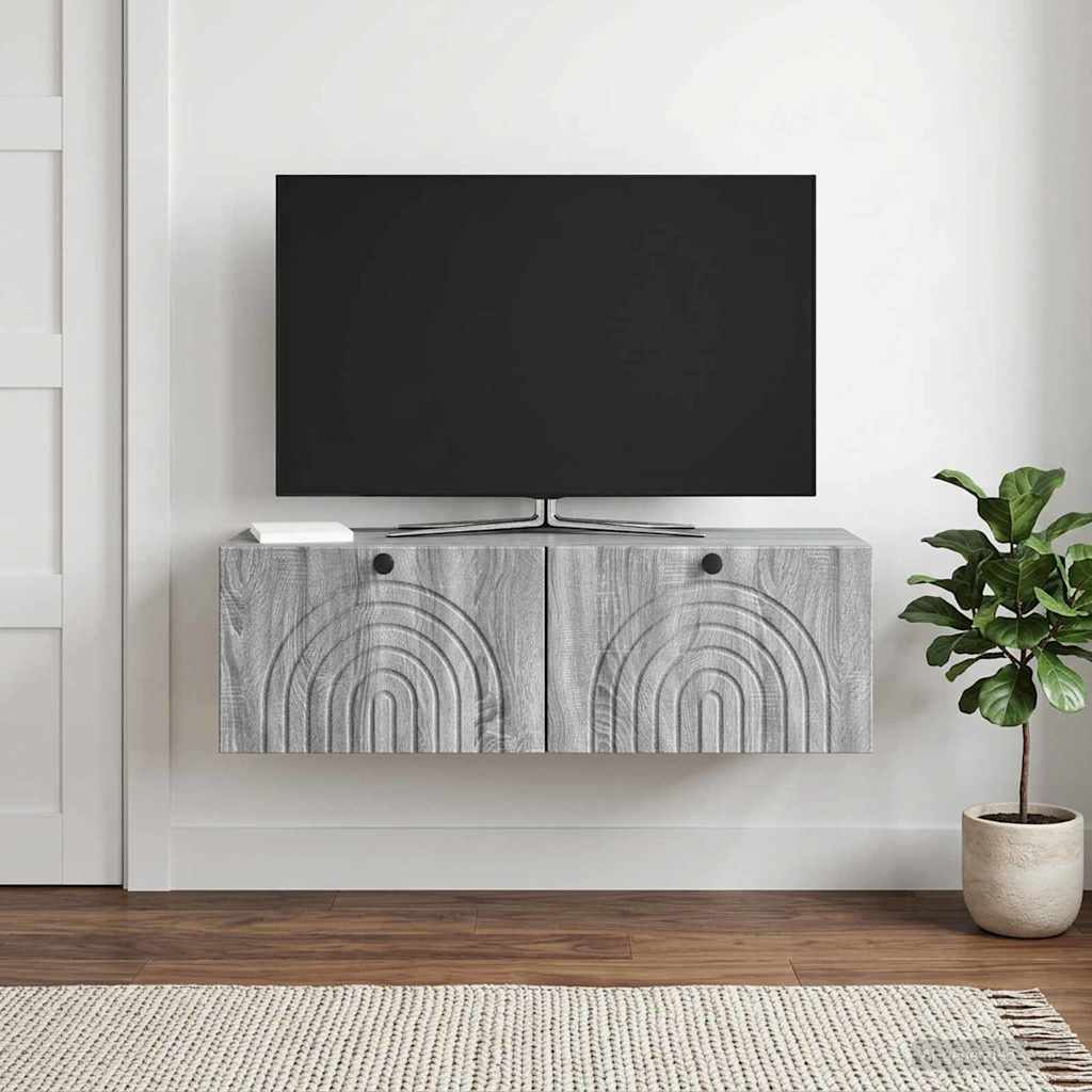 898221_1.jpg vidaXL Nástenná TV skrinka Nástenný Sivá sonoma 98 x 31 x 30 cm – Obrázok 1