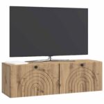 vidaXL Nástenná TV skrinka Nástenný Dub artisan 98 x 31 x 30 cm – Obrázok 3