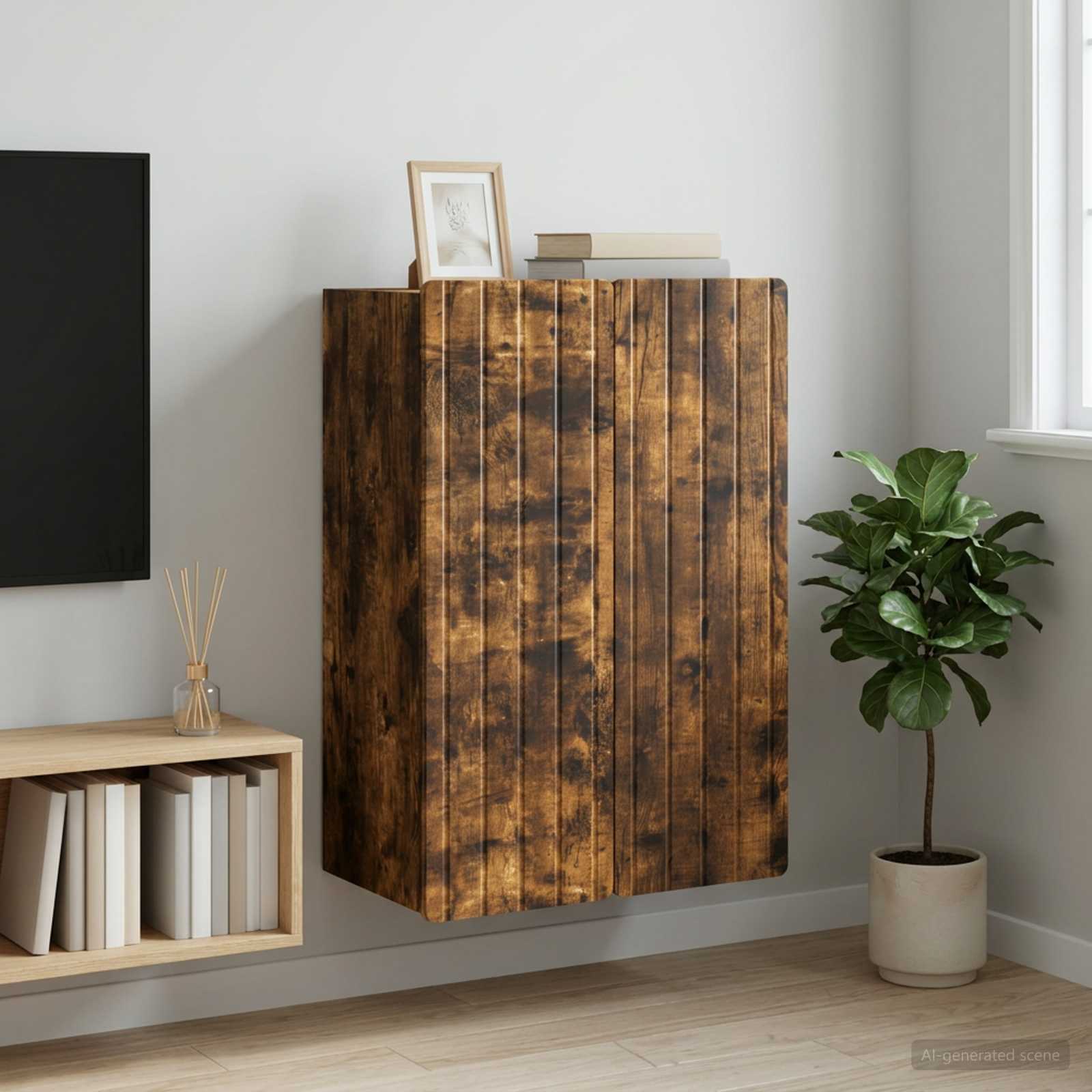 898230_1.jpg vidaXL Nástenná skrinka Dymový dub 66 x 34,5 x 92 cm Kompozitné drevo – Obrázok 1