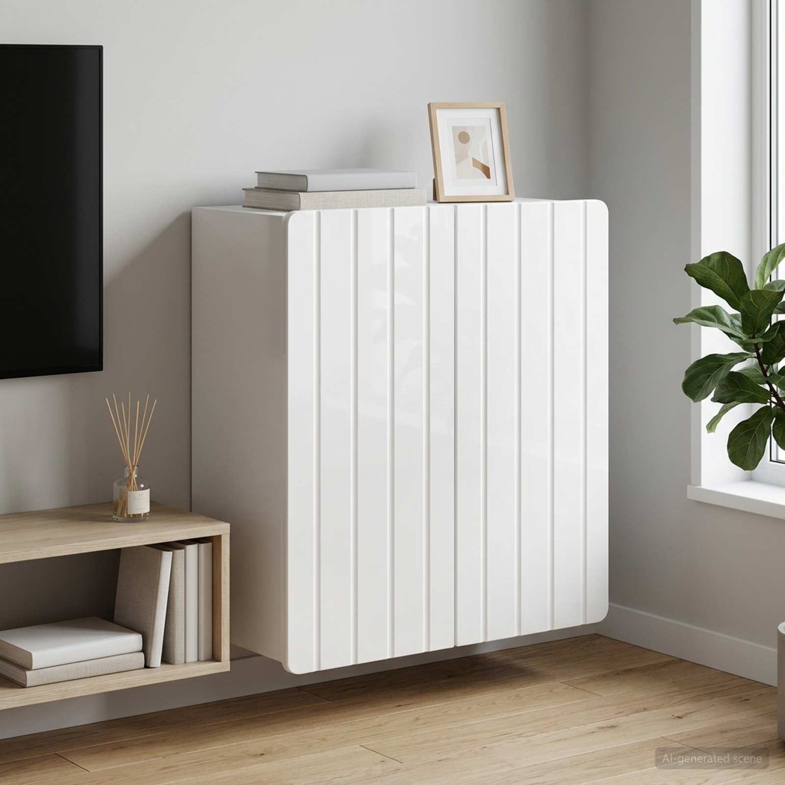 898239_1.jpg vidaXL Nástenná skrinka Biela s vysokým leskom 59 x 31 x 64 cm – Obrázok 1