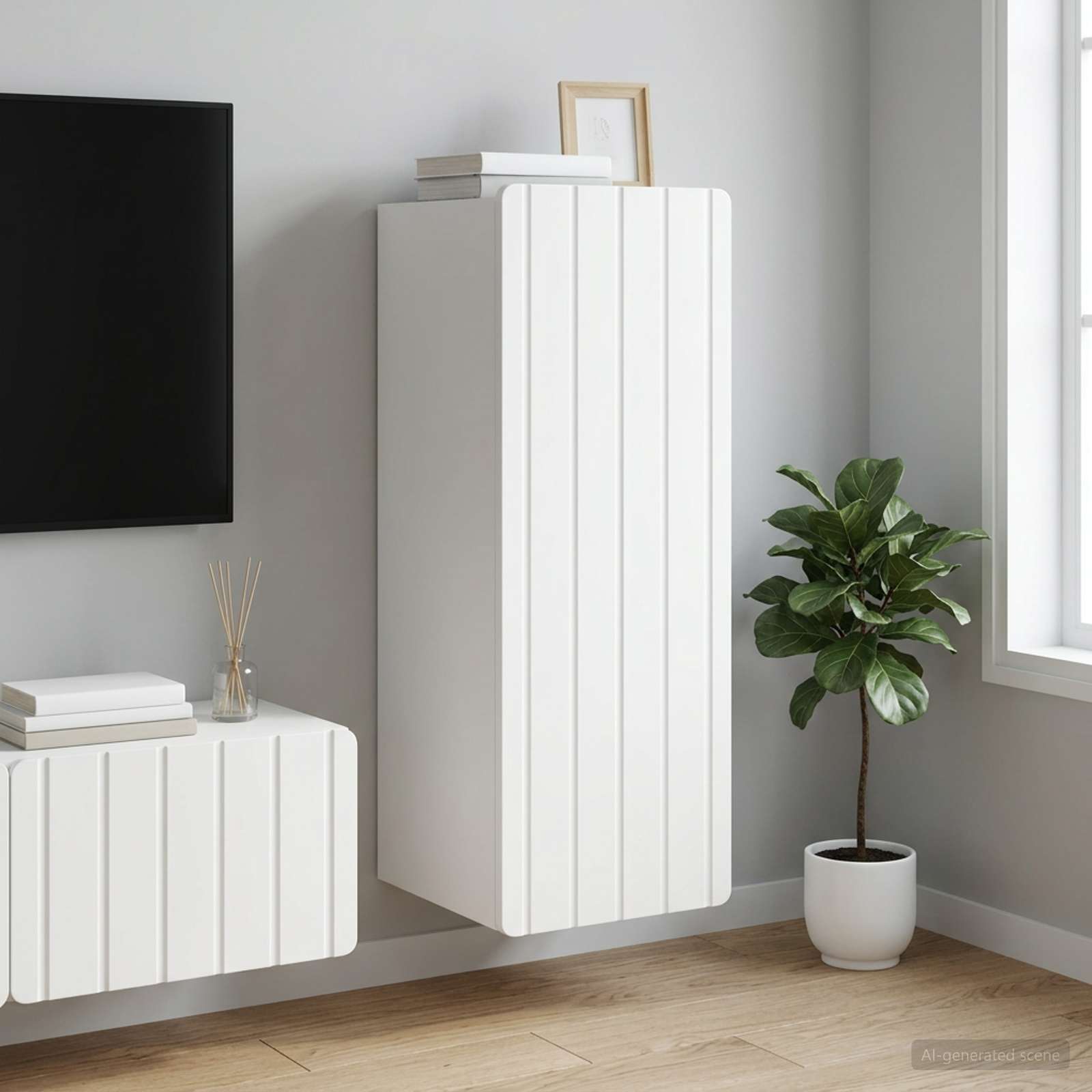 898245_1.jpg vidaXL Nástenná skrinka Biela 33 x 34,5 x 94 cm Kompozitné drevo – Obrázok 1