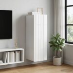 vidaXL Nástenná skrinka Biela s vysokým leskom 33 x 34,5 x 94 cm – Obrázok 10