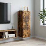 vidaXL Nástenná skrinka Dymový dub 33 x 34,5 x 94 cm Kompozitné drevo – Obrázok 9
