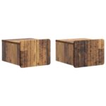 vidaXL Nástenná nočná skrinka 2 pcs Staré drevo 33 x 34,5 x 24 cm