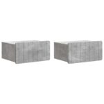 vidaXL Nástenná nočná skrinka 2 pcs Betónovo sivá 49 x 34,5 x 24 cm