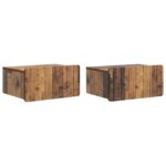 vidaXL Nástenná nočná skrinka 2 pcs Staré drevo 49 x 34,5 x 24 cm