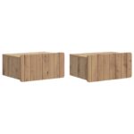 vidaXL Nástenná nočná skrinka 2 pcs Dub artisan 49 x 34,5 x 24 cm