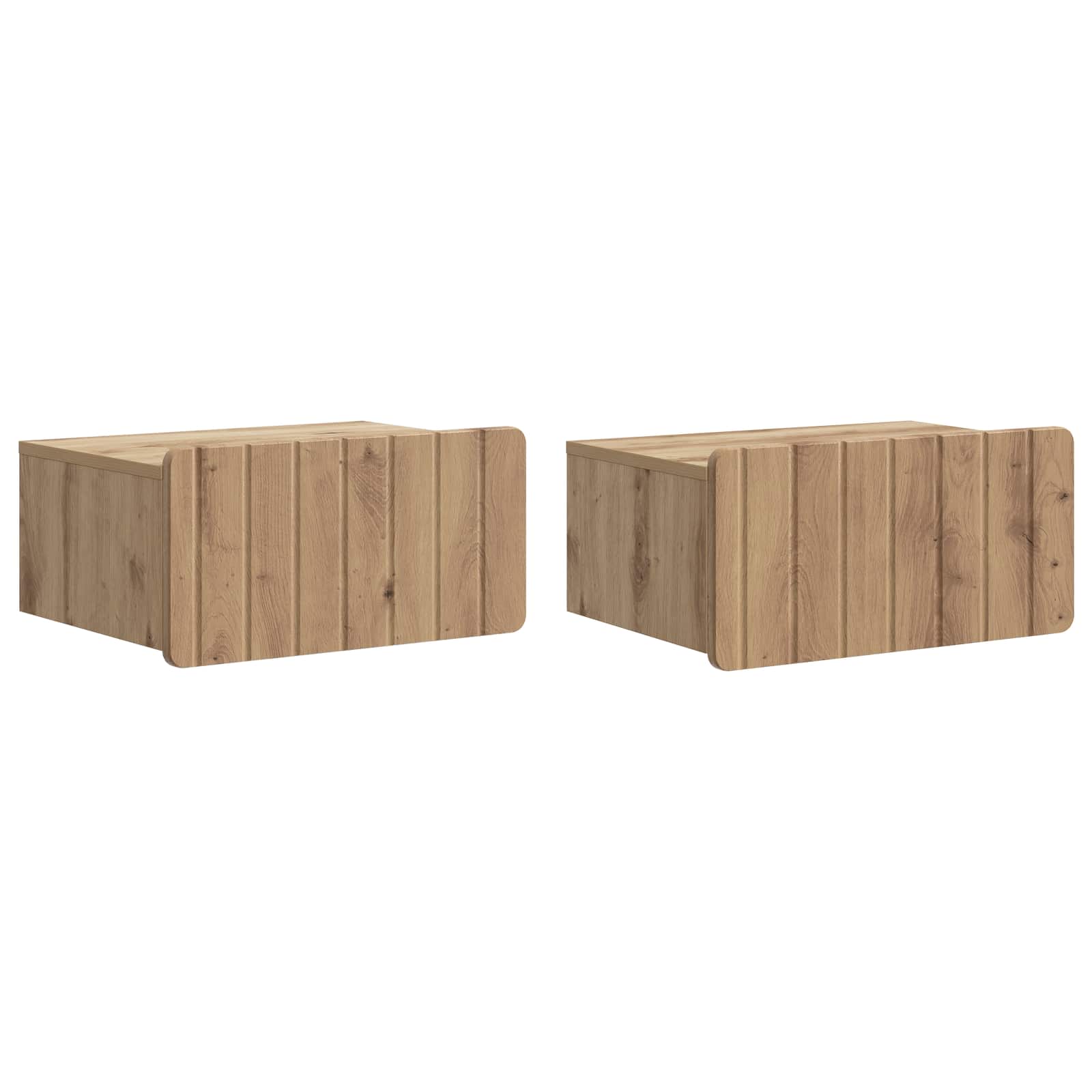 898294_1.jpg vidaXL Nástenná nočná skrinka 2 pcs Dub artisan 49 x 34,5 x 24 cm – Obrázok 1