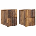 vidaXL Nástenná nočná skrinka 2 pcs Staré drevo 33 x 34,5 x 43 cm