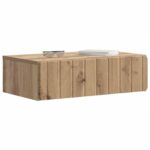 vidaXL Nástenný bočný stôl Dub artisan 59 x 34,5 x 17 cm – Obrázok 2