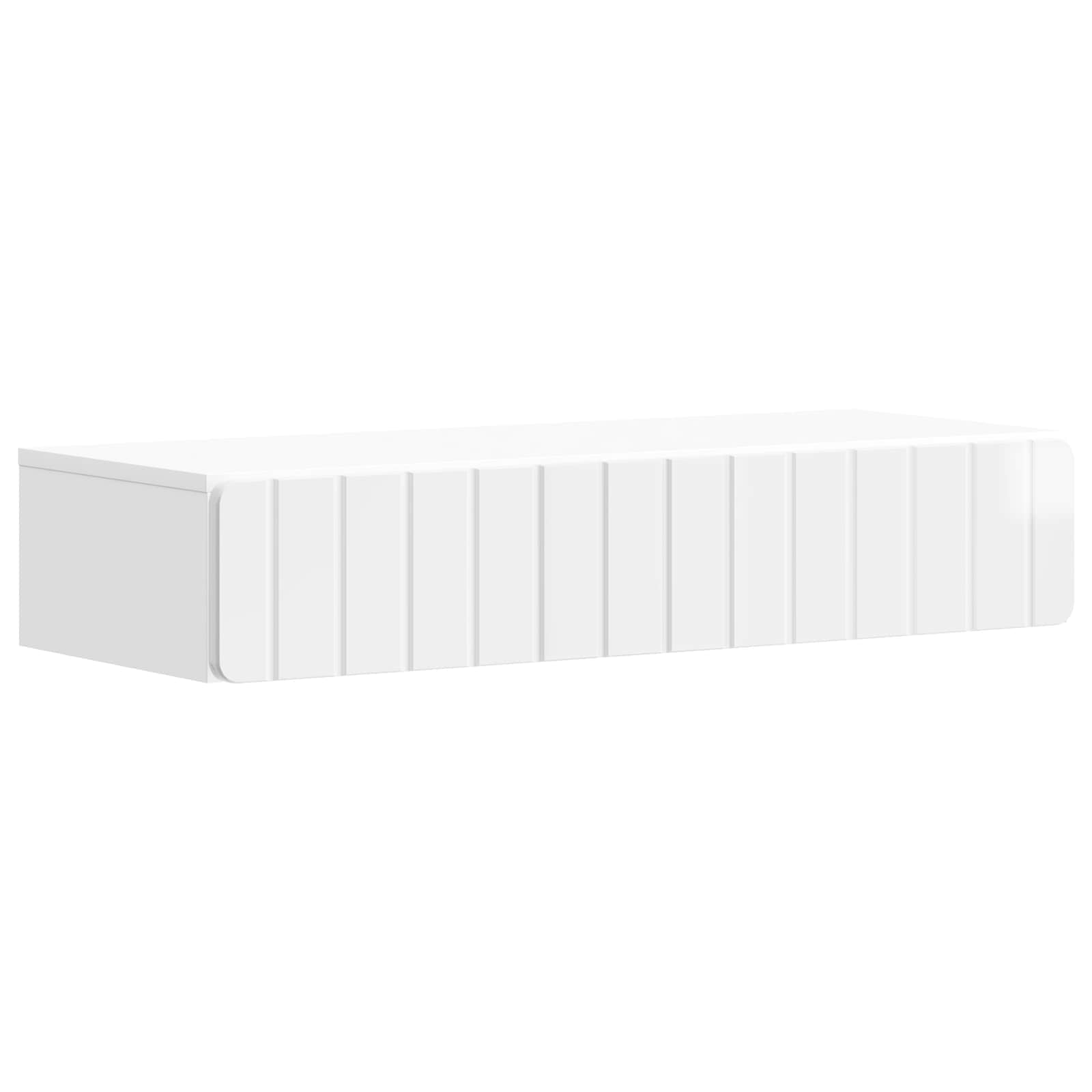 898329_1.jpg vidaXL Nástenný bočný stôl Biela s vysokým leskom 87,5 x 34,5 x 17 cm – Obrázok 1
