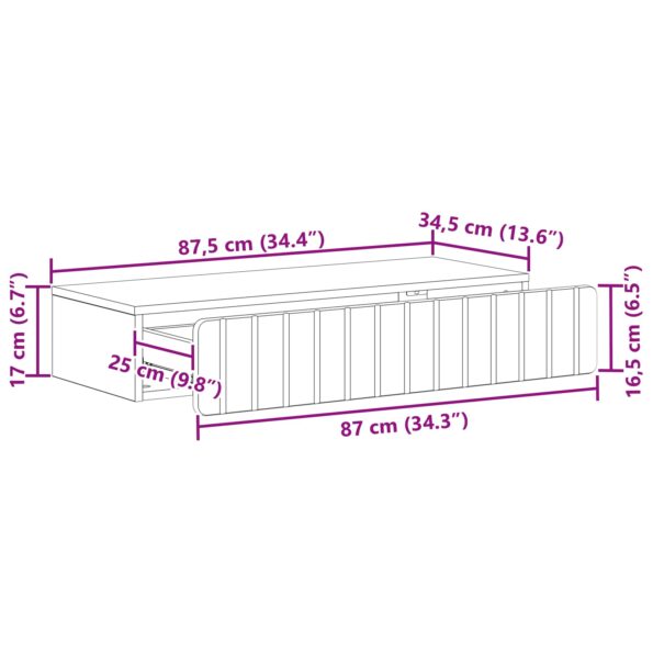 vidaXL Nástenný bočný stôl Dub artisan 87,5 x 34,5 x 17 cm – Obrázok 9