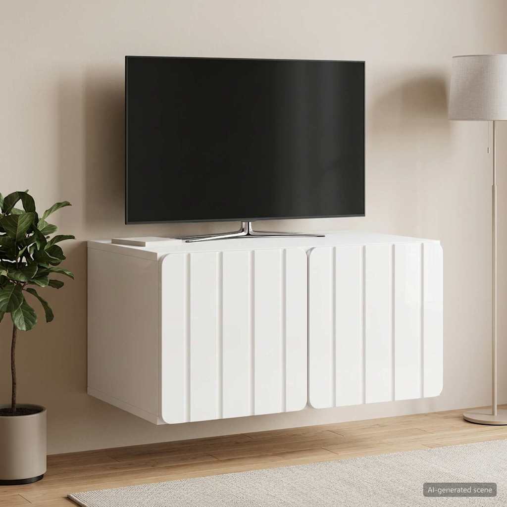 898339_1.jpg vidaXL Nástenná TV skrinka Biela s vysokým leskom 59,5 x 41 x 30 cm – Obrázok 1
