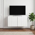 vidaXL Nástenná TV skrinka Biela s vysokým leskom 59,5 x 31 x 30 cm