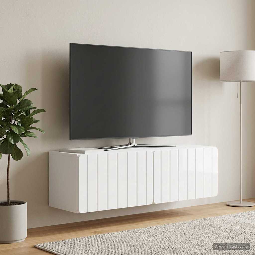 898389_1.jpg vidaXL Nástenná TV skrinka Biela s vysokým leskom 98 x 31 x 30 cm – Obrázok 1
